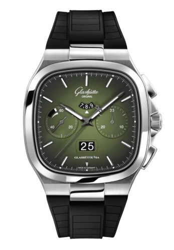 Glashutte Original Seventies Chronograph Panorama Date Green / Rubber - Folding 1-37-02-09-02-63