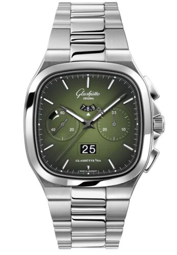 Glashutte Original Seventies Chronograph Panorama Date Green / Bracelet 1-37-02-09-02-70