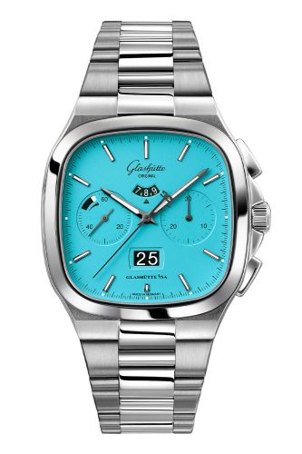 Glashutte Original Seventies Chronograph Panorama Date Disco Blue / Bracelet 1-37-02-10-02-70