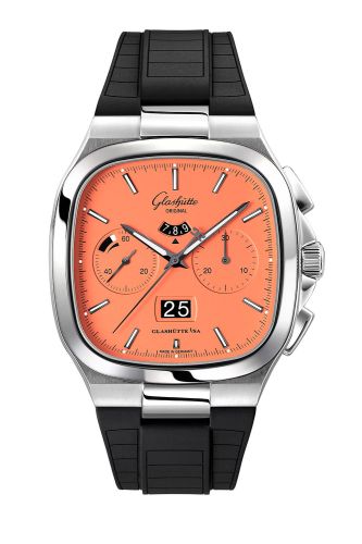 Glashutte Original Seventies Chronograph Panorama Date Vibing Orange / Rubber / Folding 1-37-02-11-02-63
