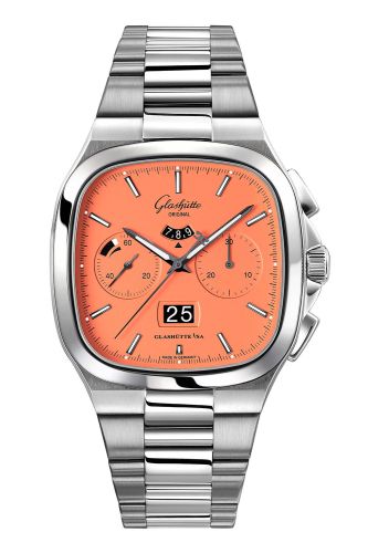 Glashutte Original Seventies Chronograph Panorama Date Vibing Orange / Bracelet 1-37-02-11-02-70