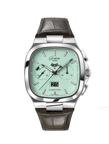 Glashutte Original Seventies Chronograph Panorama Date Turquoise / Alligator / Folding 1-37-02-15-02-50