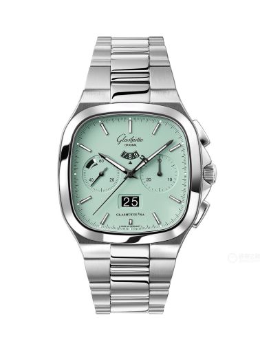 Glashutte Original Seventies Chronograph Panorama Date Turquoise / Bracelet 1-37-02-15-02-70