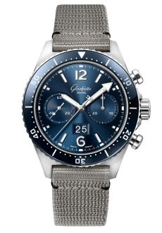 Glashutte Original SeaQ Chronograph Stainless Steel / Blue / Synthetic - Pin 1-37-23-02-81-08