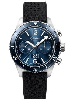 Glashutte Original SeaQ Chronograph Stainless Steel / Blue / Rubber - Folding 1-37-23-02-81-33