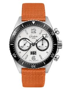 Glashutte Original SeaQ Chronograph Stainless Steel / Silver Screen / Synthetic - Pin 1-37-23-03-80-08