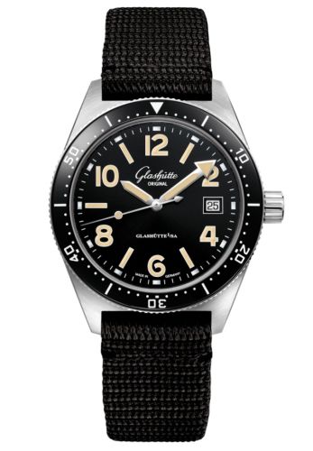 Glashutte Original SeaQ Date Stainless Steel / Black / Synthetic - Folding 1-39-11-06-60-35