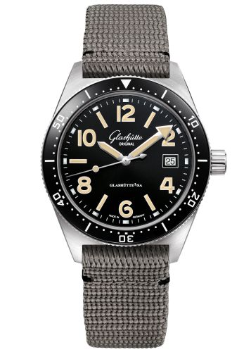 Glashutte Original SeaQ Date Stainless Steel / Black / Synthetic - Folding 1-39-11-06-80-34