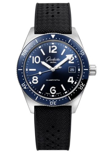 Glashutte Original SeaQ Date Stainless Steel / Blue / Rubber - Folding 1-39-11-09-61-33