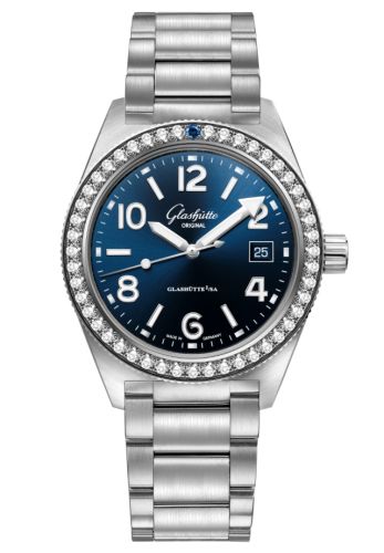 Glashutte Original SeaQ Date Stainless Steel / Diamond / Blue / Bracelet 1-39-11-09-62-70