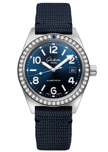 Glashutte Original SeaQ Date Stainless Steel / Diamond / Blue / Synthetic - Folding 1-39-11-09-82-34