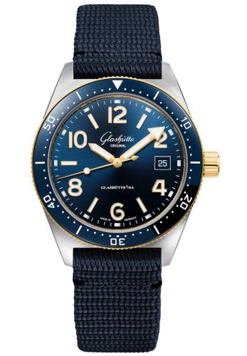Glashutte Original SeaQ Date Stainless Steel / Blue / Synthetic - Folding 1-39-11-10-70-34