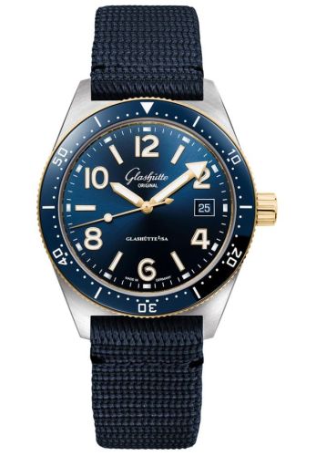 Glashutte Original SeaQ Date Stainless Steel / Blue / Synthetic - Pin 1-39-11-10-90-08