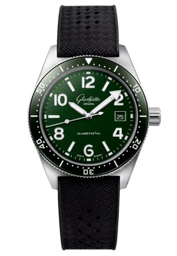 Glashutte Original SeaQ Date Stainless Steel / Green / Rubber - Pin 1-39-11-13-63-06