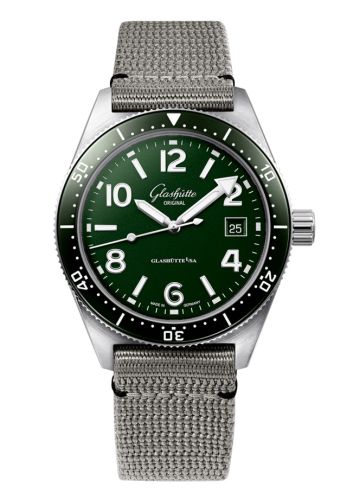 Glashutte Original SeaQ Date Stainless Steel / Green / Synthetic - Folding 1-39-11-13-63-34