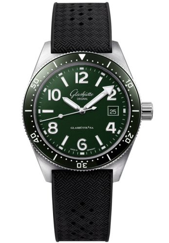 Glashutte Original SeaQ Date Stainless Steel / Green / Rubber - Pin 1-39-11-13-83-06