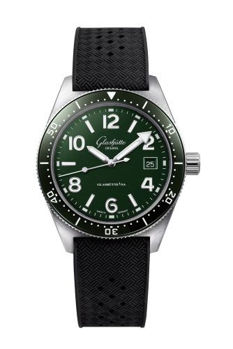Glashutte Original SeaQ Date Stainless Steel / Green / Rubber - Folding 1-39-11-13-83-33