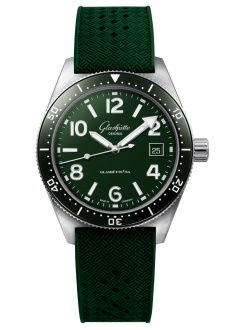 Glashutte Original SeaQ Date Stainless Steel / Green / Rubber - Folding 1-39-11-13-83-37
