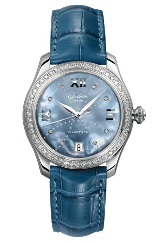 Glashutte Original Lady Serenade Stainless Steel / Diamond / Blue MOP - Index Line / Alligator - Folding 1-39-22-11-22-04
