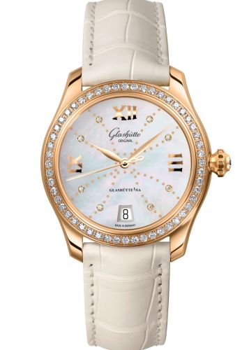 Glashutte Original Lady Serenade Rose Gold / Diamond / MOP - Index Line / Alligator - Folding 1-39-22-12-11-04