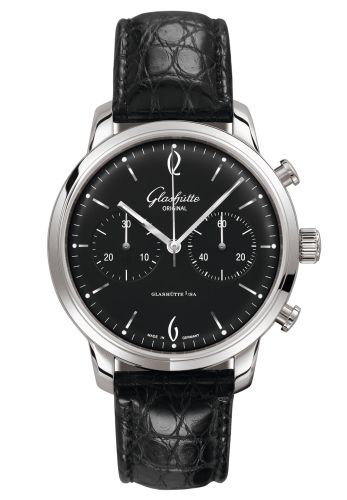 Glashutte Original Sixties Chronograph Stainless Steel / Black / Alligator / Pin 1-39-34-02-22-04