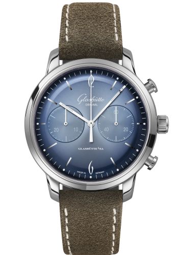 Glashutte Original Sixties Chronograph Stainless Steel / Glacier Blue / Pin / Annual Edition 1-39-34-04-22-02