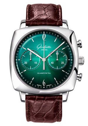 Glashutte Original Sixties Square Chronograph Stainless Steel / Forest 1-39-34-23-32-04