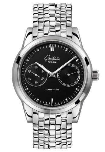Glashutte Original Senator Hand Date Stainless Steel / Black / Bracelet 1-39-58-01-02-14
