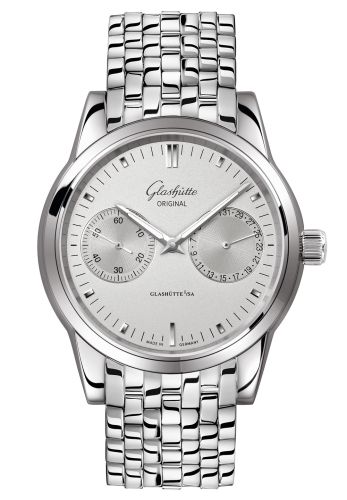 Glashutte Original Senator Hand Date Stainless Steel / Silver / Bracelet 1-39-58-02-02-14