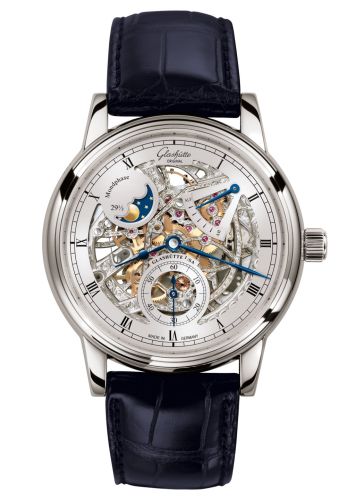 Glashutte Original Senator Moon Phase White Gold / Skeleton / Alligator / Folding 1-49-13-15-04-50