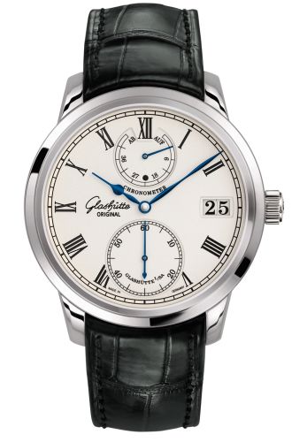 Glashutte Original Senator Chronometer White Gold / Silver / Alligator / Folding 1-58-01-01-04-50