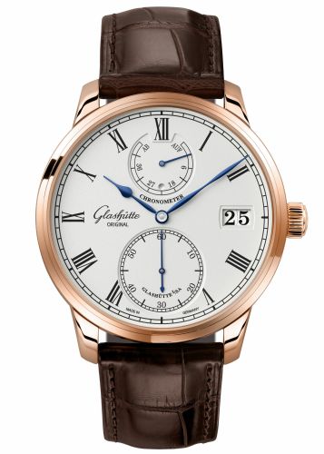 Glashutte Original Senator Chronometer Red Gold / Silver / Alligator / Folding 1-58-01-02-05-30