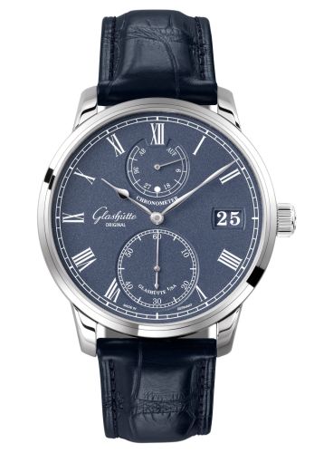 Glashutte Original Senator Chronometer White Gold / Blue / Alligator / Folding 1-58-01-05-34-30