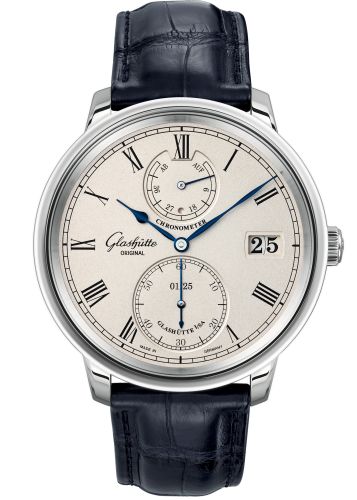 Glashutte Original Senator Chronometer White Gold / Silver / Alligator / Folding 1-58-03-01-04-30