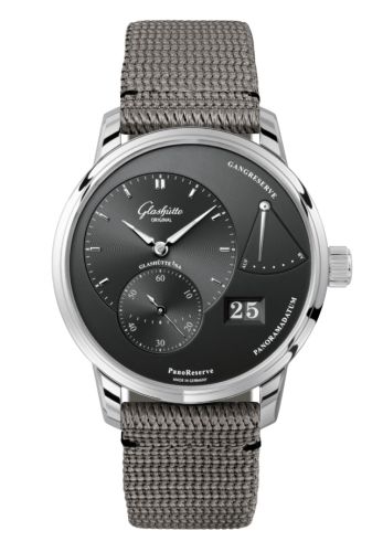 Glashutte Original PanoReserve Stainless Steel / Grey / Synthetic 1-65-01-23-12-36