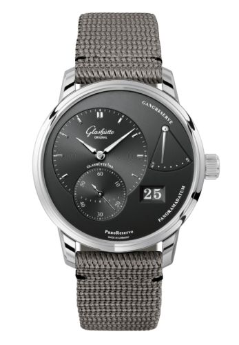 Glashutte Original PanoReserve Stainless Steel / Grey / Synthetic 1-65-01-23-12-66