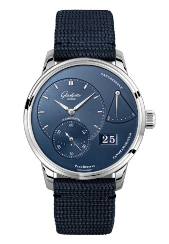Glashutte Original PanoReserve Stainless Steel / Blue / Synthetic 1-65-01-26-12-64