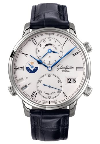 Glashutte Original Senator Cosmopolite White Gold / Silver / Alligator / Pin 1-89-02-01-04-01