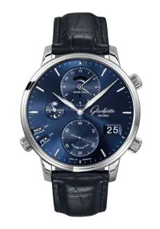 Glashutte Original Senator Cosmopolite Stainless Steel / Blue / Alligator / Folding 1-89-02-05-02-61