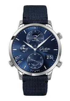 Glashutte Original Senator Cosmopolite Stainless Steel / Blue / Synthetic 1-89-02-05-02-64