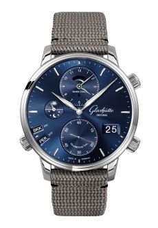 Glashutte Original Senator Cosmopolite Stainless Steel / Blue / Synthetic 1-89-02-05-02-66
