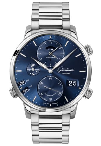 Glashutte Original Senator Cosmopolite Stainless Steel / Blue / Bracelet 1-89-02-05-02-70