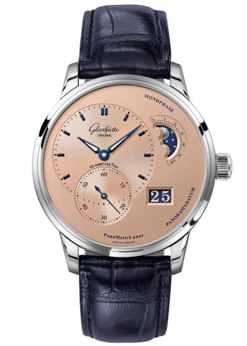 Glashutte Original PanoMatic Lunar Stainless Steel / Rose / Alligator / Folding 1-90-02-12-32-30