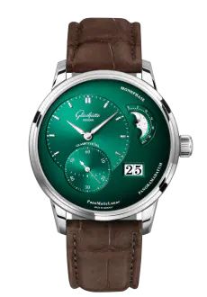 Glashutte Original PanoMatic Lunar Stainless Steel / Green / Nubuck - Folding 1-90-02-13-32-62