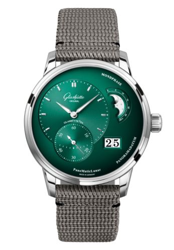Glashutte Original PanoMatic Lunar Stainless Steel / Green / Synthetic 1-90-02-13-32-66