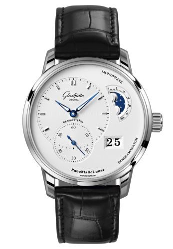 Glashutte Original PanoMatic Lunar Stainless Steel / Silver / Alligator - Pin 1-90-02-42-32-01