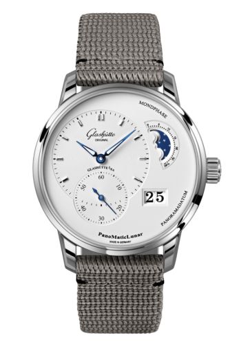 Glashutte Original PanoMatic Lunar Stainless Steel / Silver / Synthetic 1-90-02-42-32-36