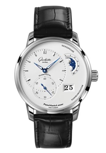 Glashutte Original PanoMatic Lunar Stainless Steel / Silver / Alligator / Folding 1-90-02-42-32-61
