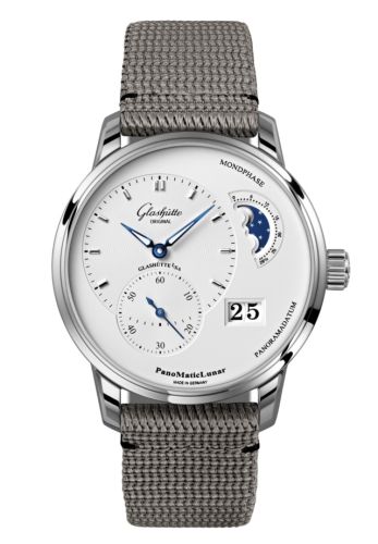 Glashutte Original PanoMatic Lunar Stainless Steel / Silver / Synthetic 1-90-02-42-32-66