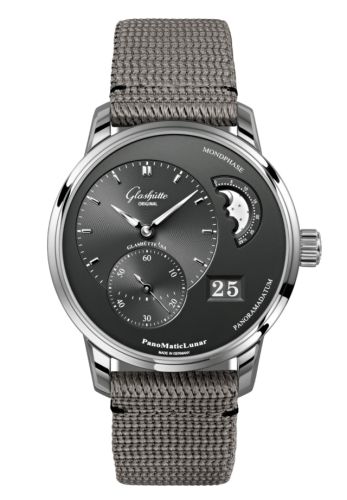 Glashutte Original PanoMatic Lunar Stainless Steel / Grey / Synthetic 1-90-02-43-32-36